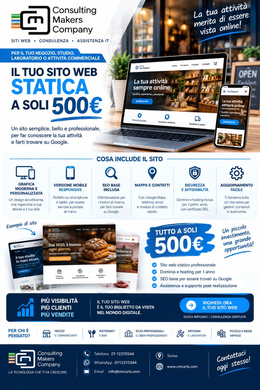 Offerta € 500,00 per sviluppare siti web su misura
